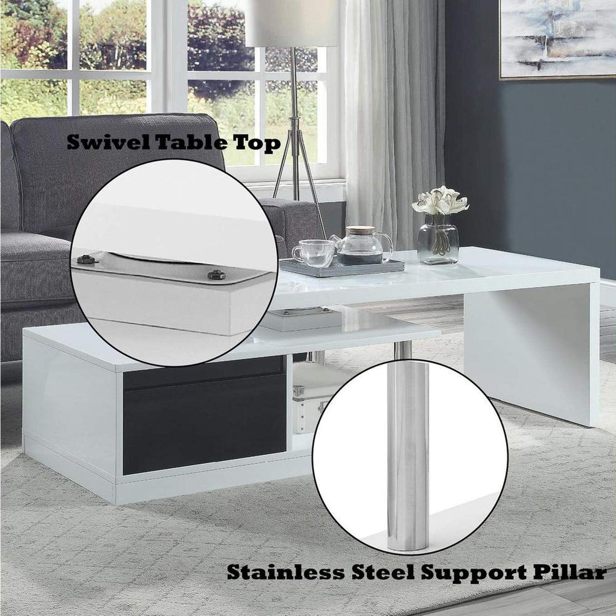 LV00997 Buck Ii Coffee Table with Swivel Top