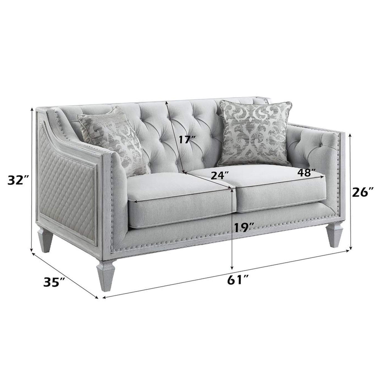 LV01050 Katia Loveseat with 2 Pillows