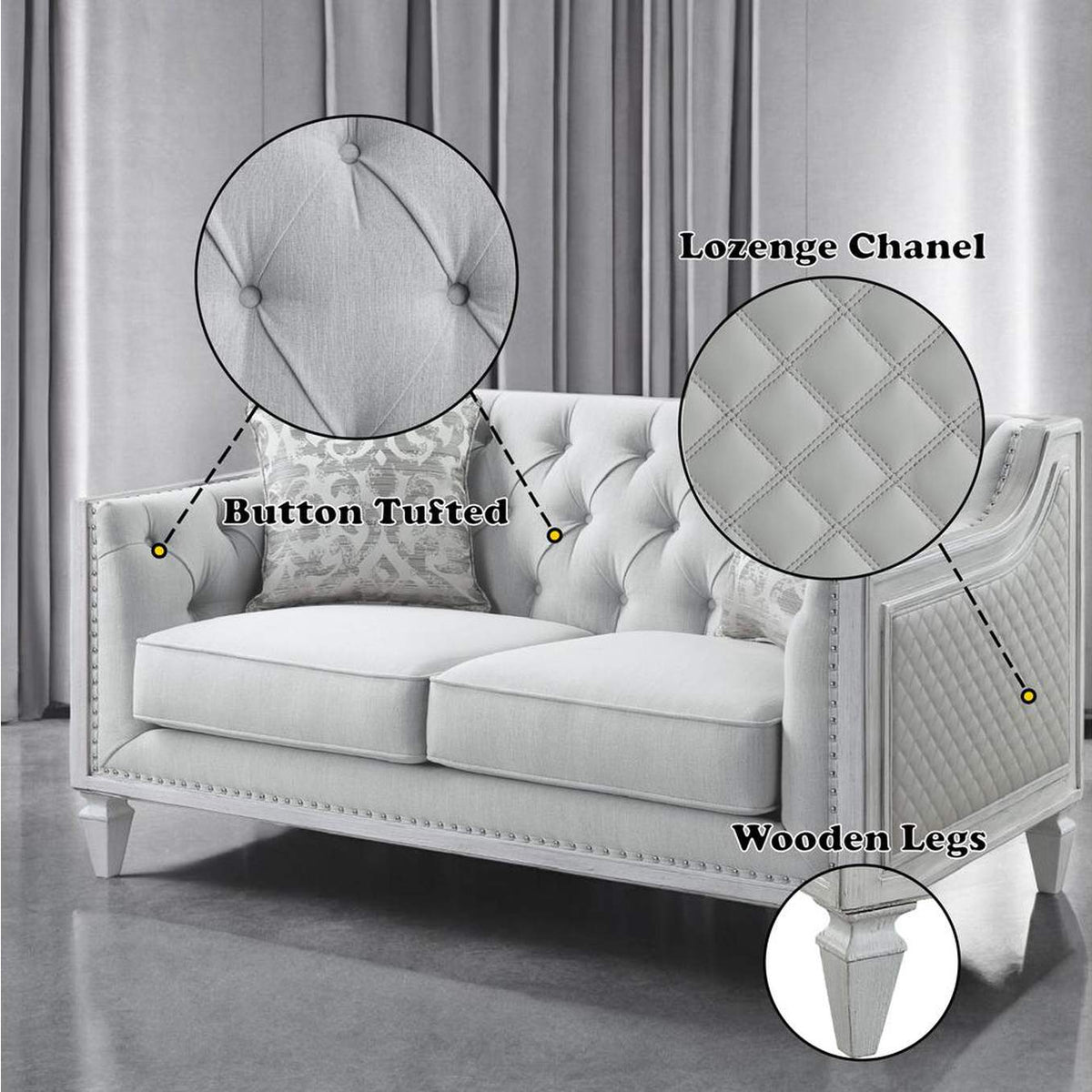LV01050 Katia Loveseat with 2 Pillows