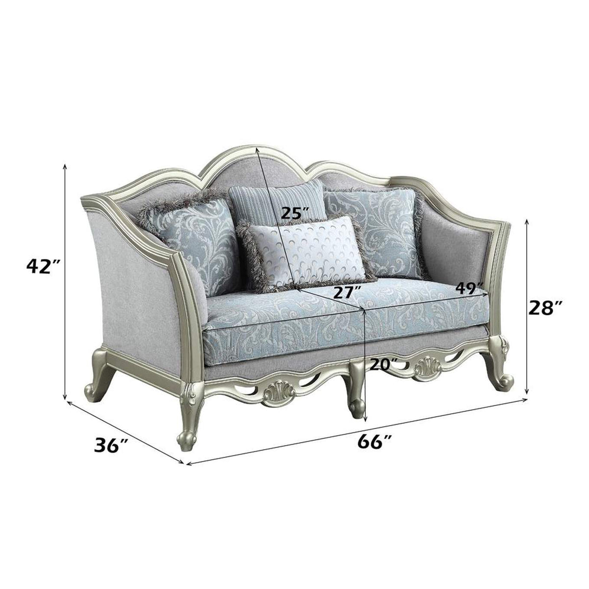 LV01118 Qunsia Loveseat with 4 Pillows