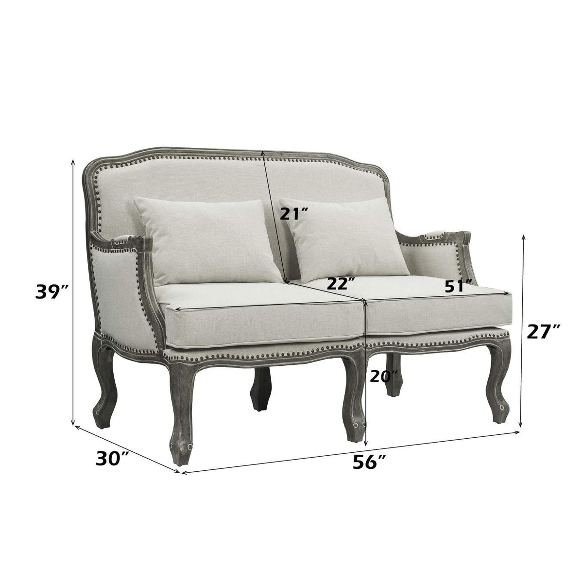 LV01131 Tania Loveseat with 2 Pillows