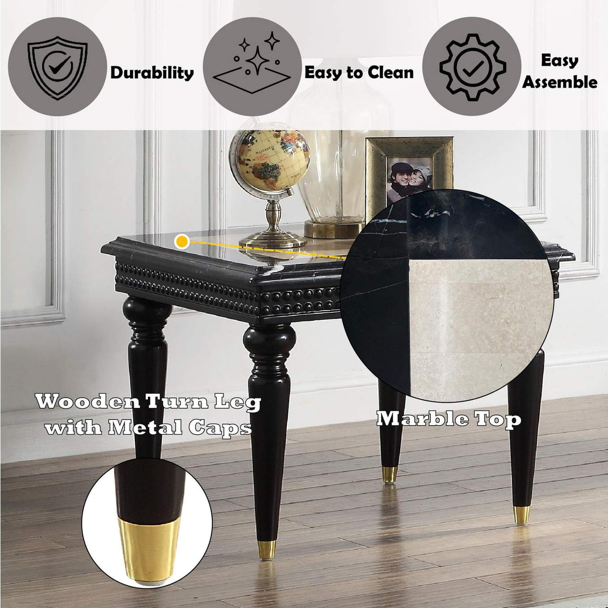 LV01159 Tayden End Table with Marble Top