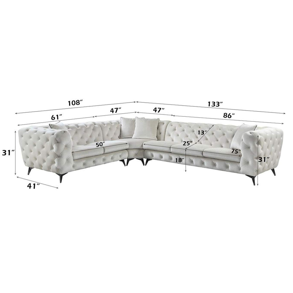 LV01160 Atronia Sectional Sofa with 4 Pillows