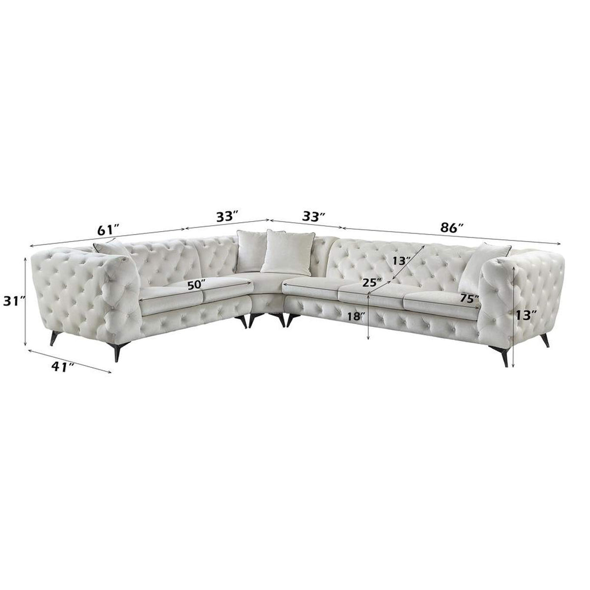LV01160 Atronia Sectional Sofa with 4 Pillows