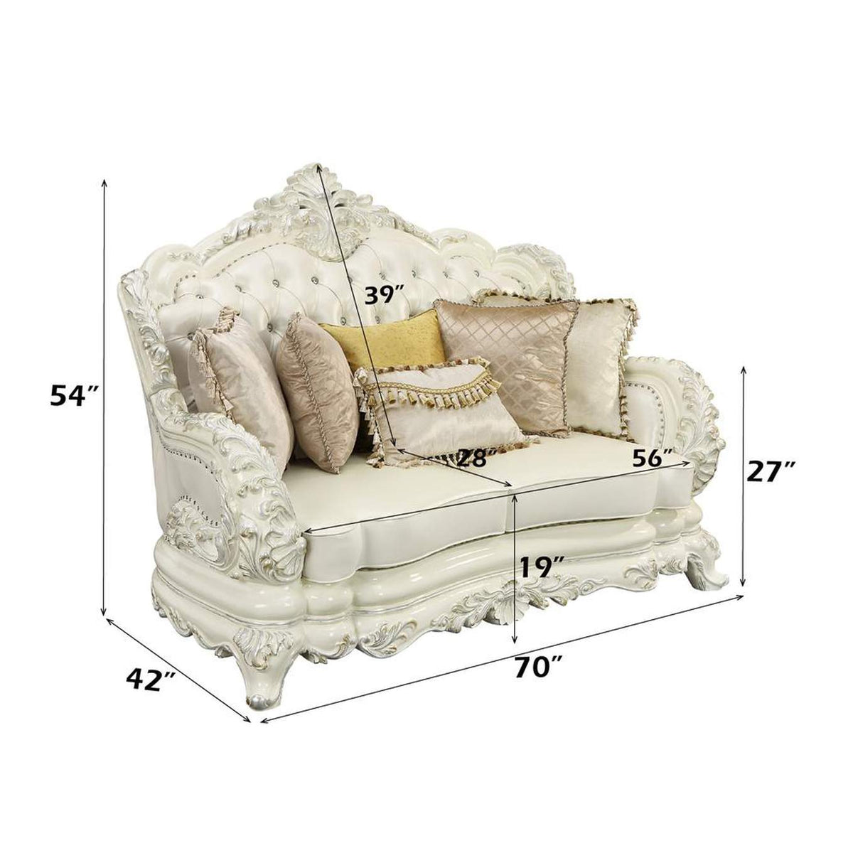 LV01225 Adara Loveseat with 5 Pillows