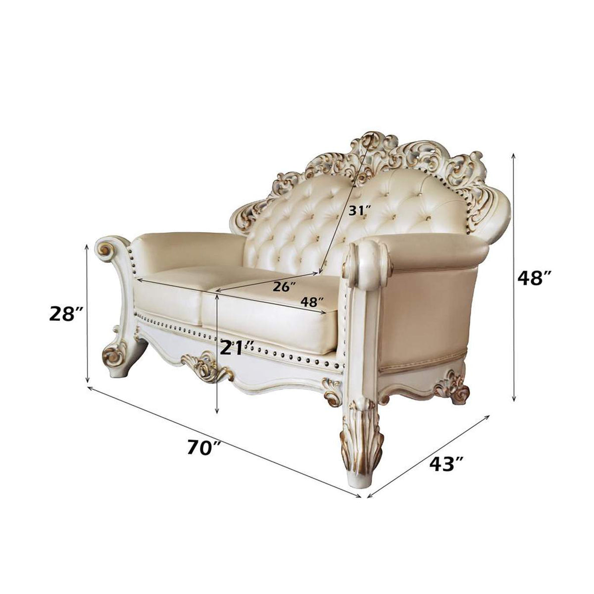 LV01325 Vendome Loveseat with 3 Pillows
