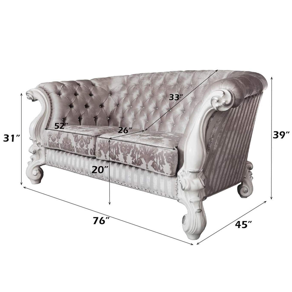 LV01395 Versailles Loveseat with 5 Pillows