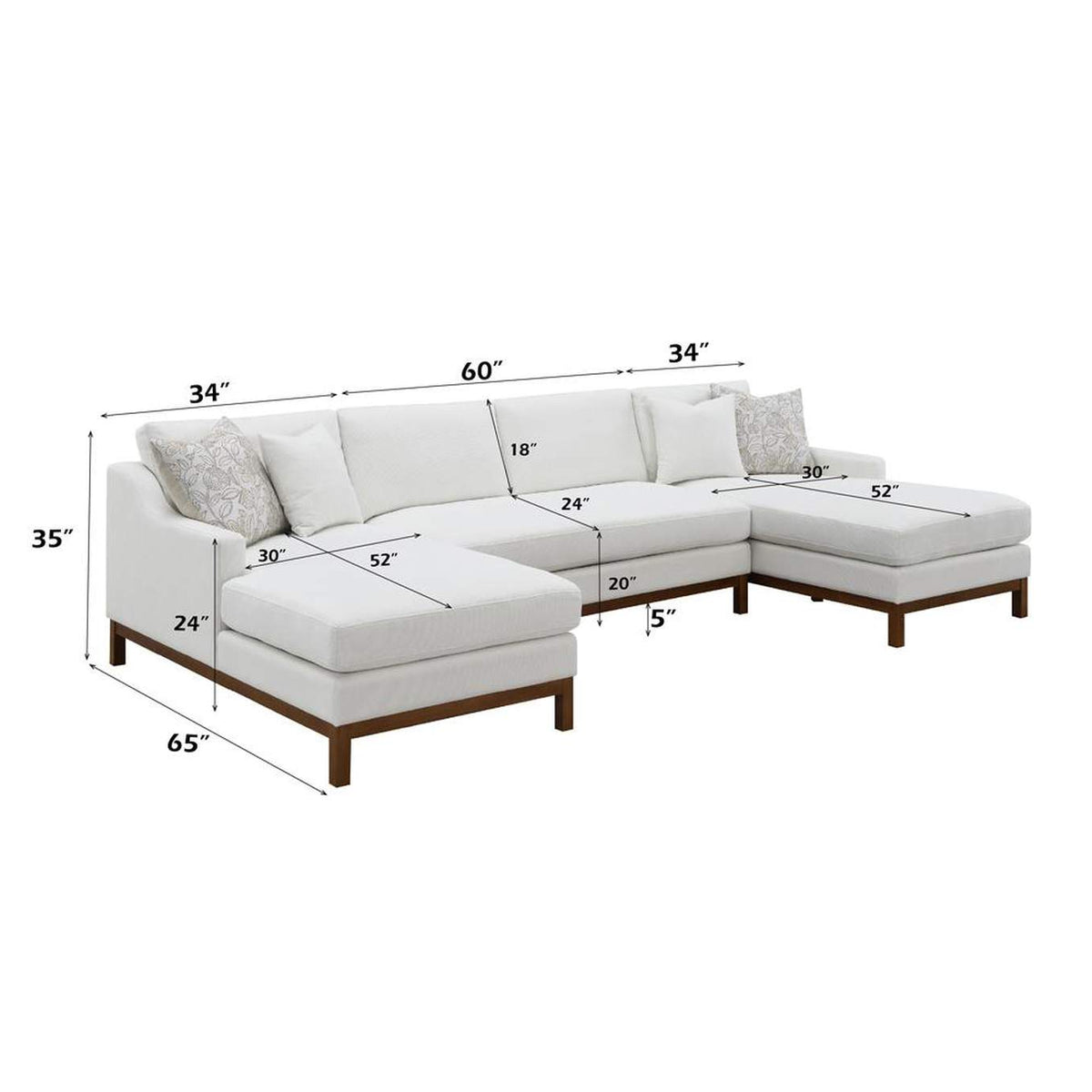 LV01881 Valiant Sectional Sofa with 4 Pillows