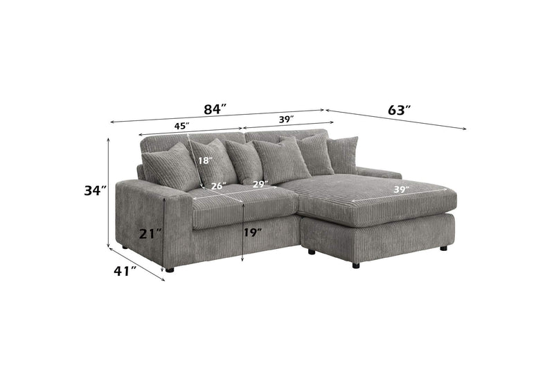 LV01882 Tavia Reversible Sectional Sofa with 6 Pillows
