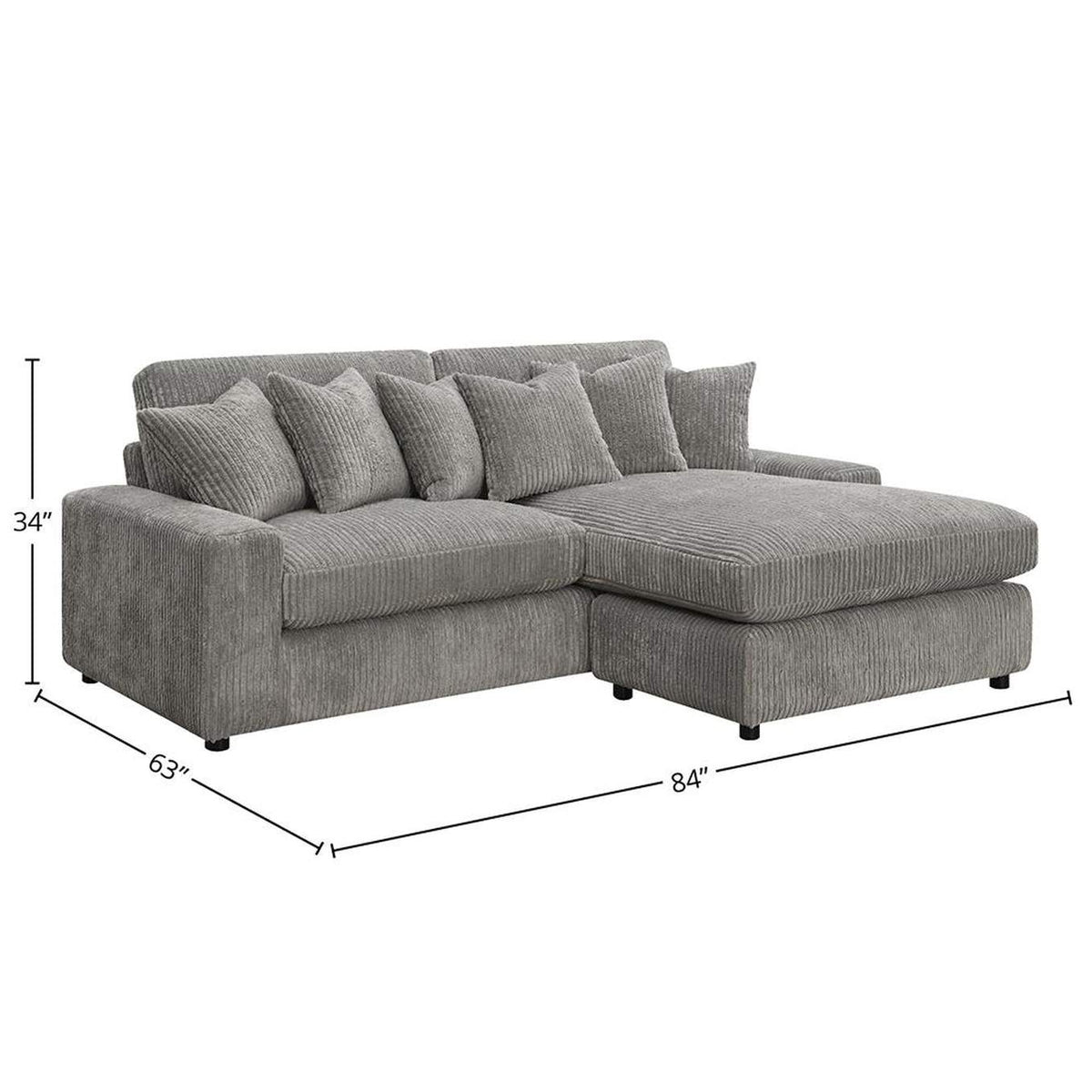 LV01882 Tavia Reversible Sectional Sofa with 6 Pillows