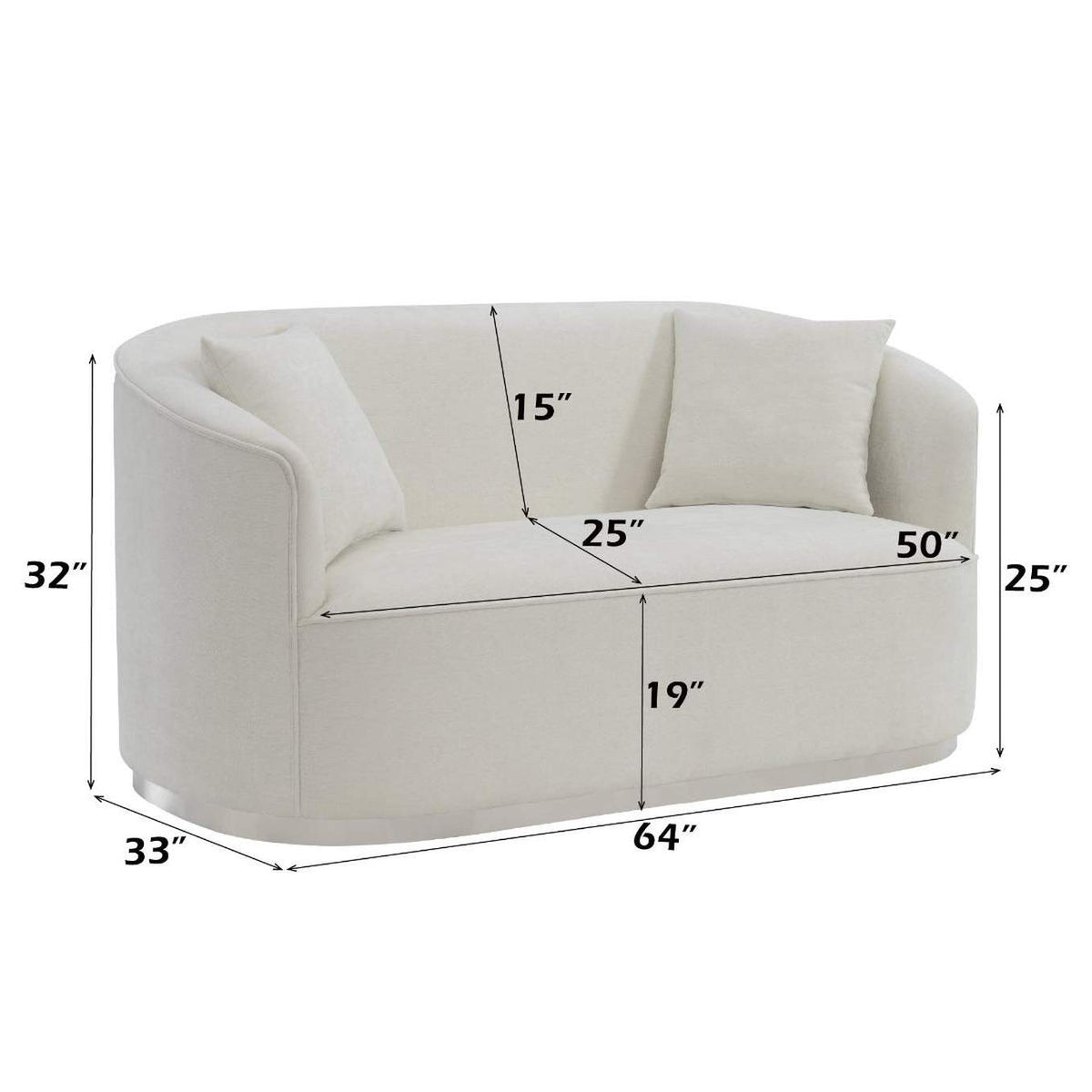 LV01918 Odette Loveseat with 2 Pillows
