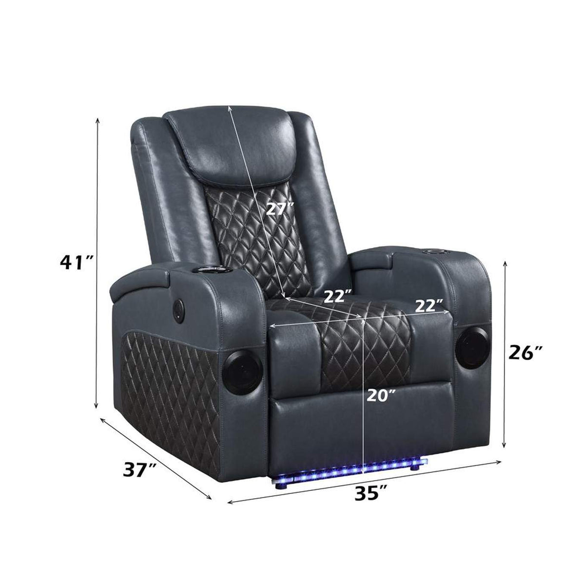 LV02459 Alair Power Motion Recliner with Bluetooth, Wireless Charger and Cupholder