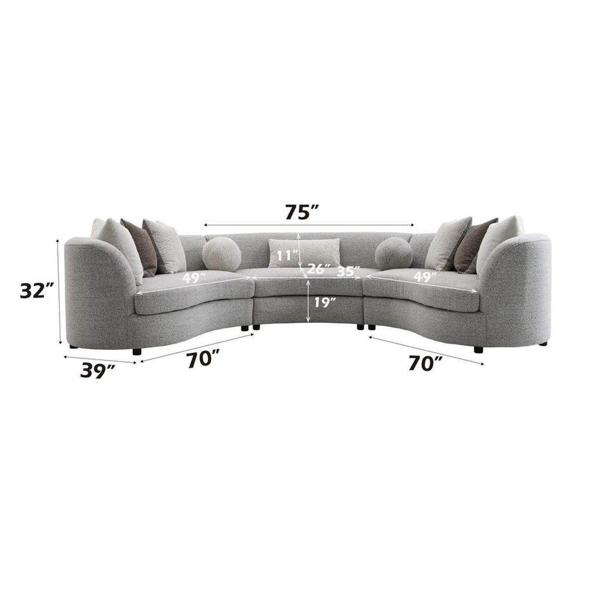 LV02541 Ivria Sectional Sofa with 9 Pillows