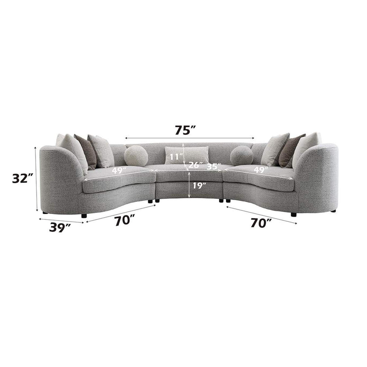 LV02541 Ivria Sectional Sofa with 9 Pillows