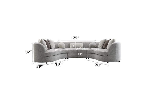 LV02541 Ivria Sectional Sofa with 9 Pillows