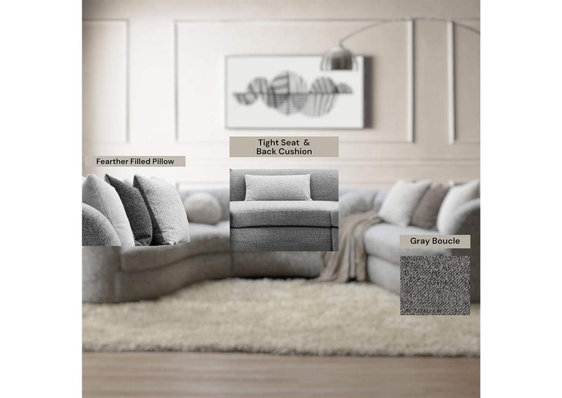 LV02541 Ivria Sectional Sofa with 9 Pillows
