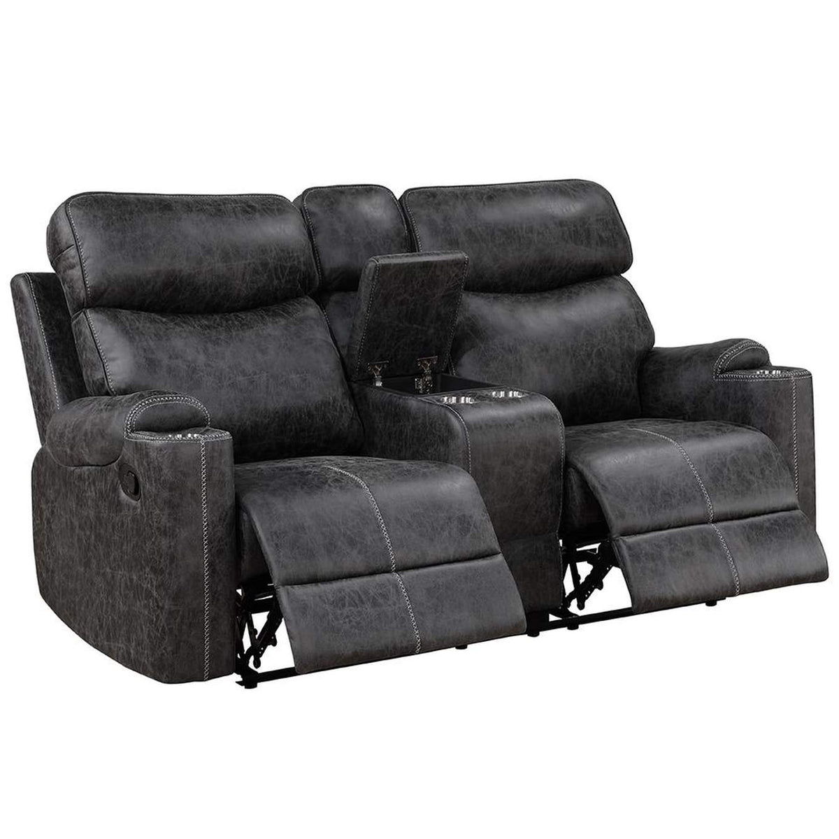 LV02571 Hirah Motion Loveseat with Console and USB Port