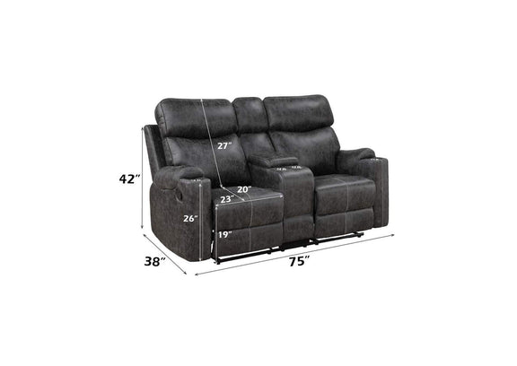 LV02571 Hirah Motion Loveseat with Console and USB Port