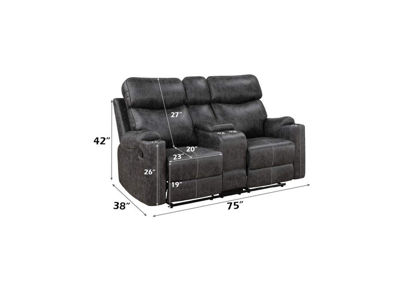 LV02571 Hirah Motion Loveseat with Console and USB Port
