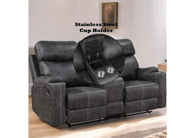 LV02571 Hirah Motion Loveseat with Console and USB Port