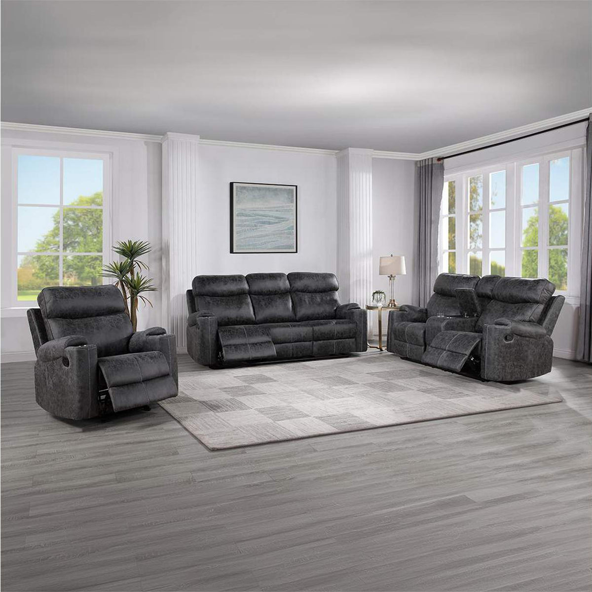 LV02571 Hirah Motion Loveseat with Console and USB Port