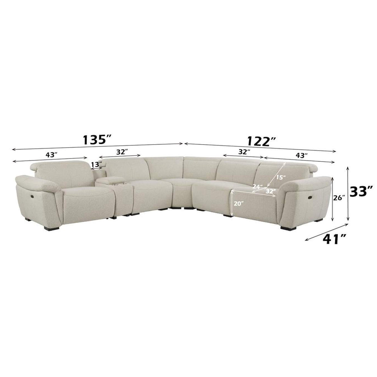 LV02680 Dayana Power Motion Sectional Sofa