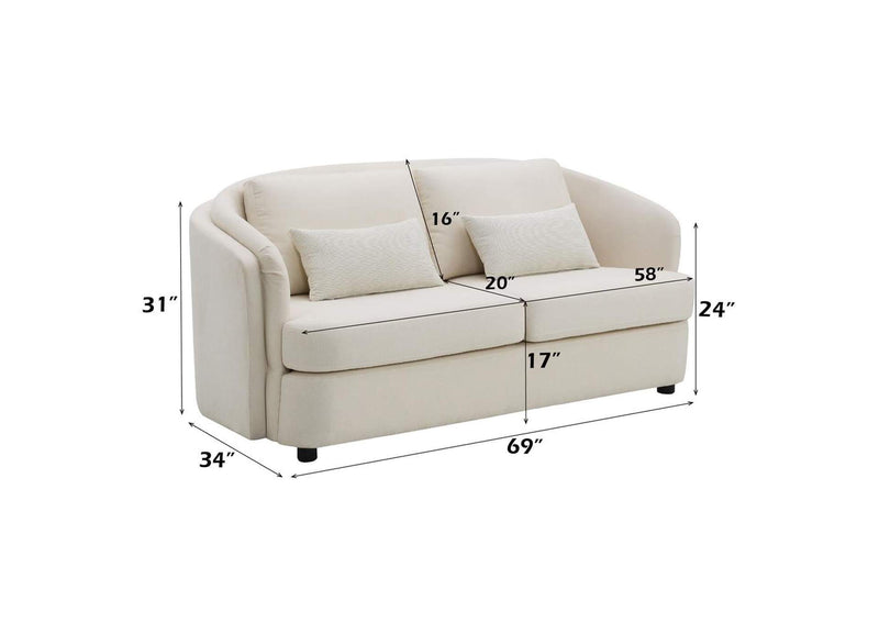 LV02771 Mariko Loveseat with 2 Pillows