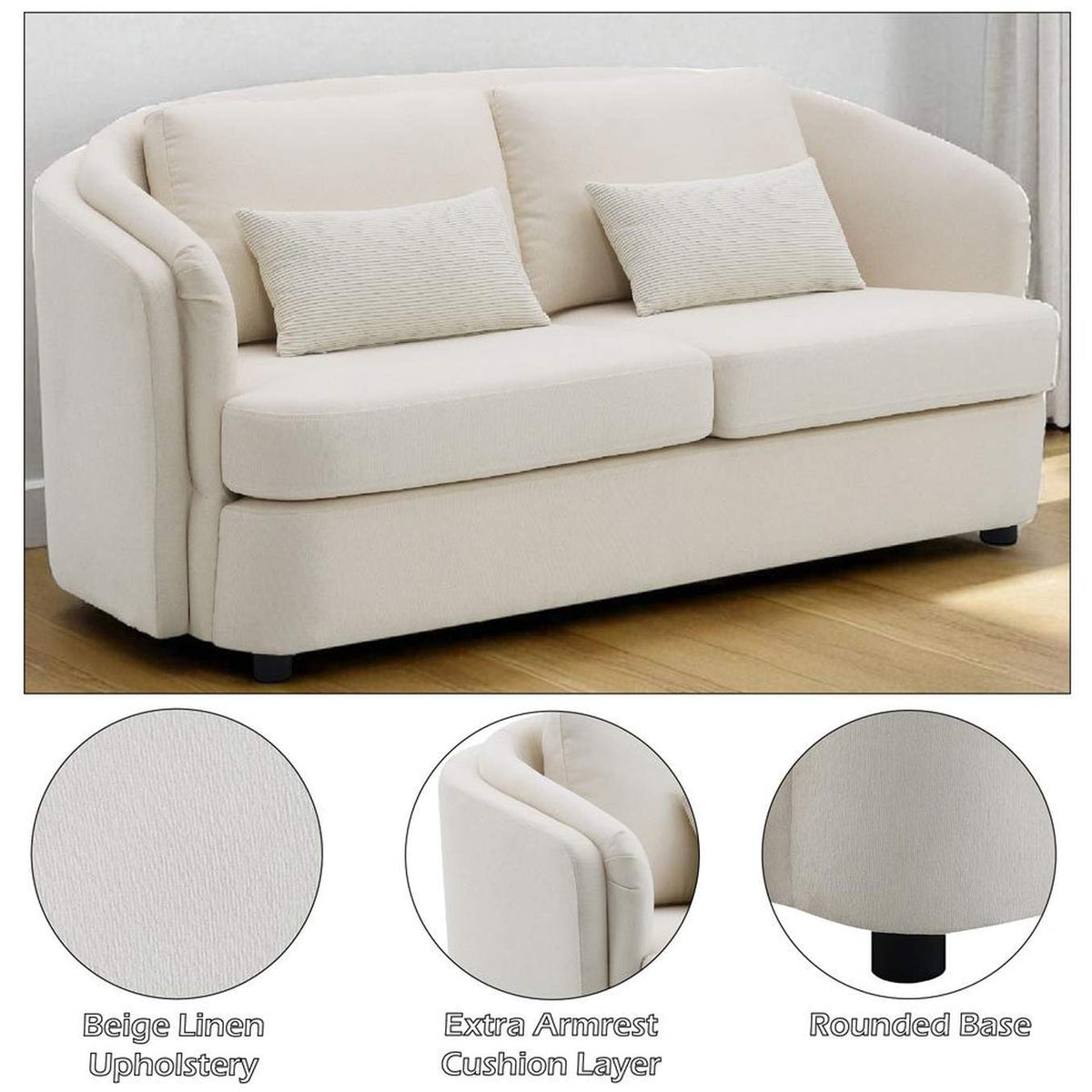 LV02771 Mariko Loveseat with 2 Pillows