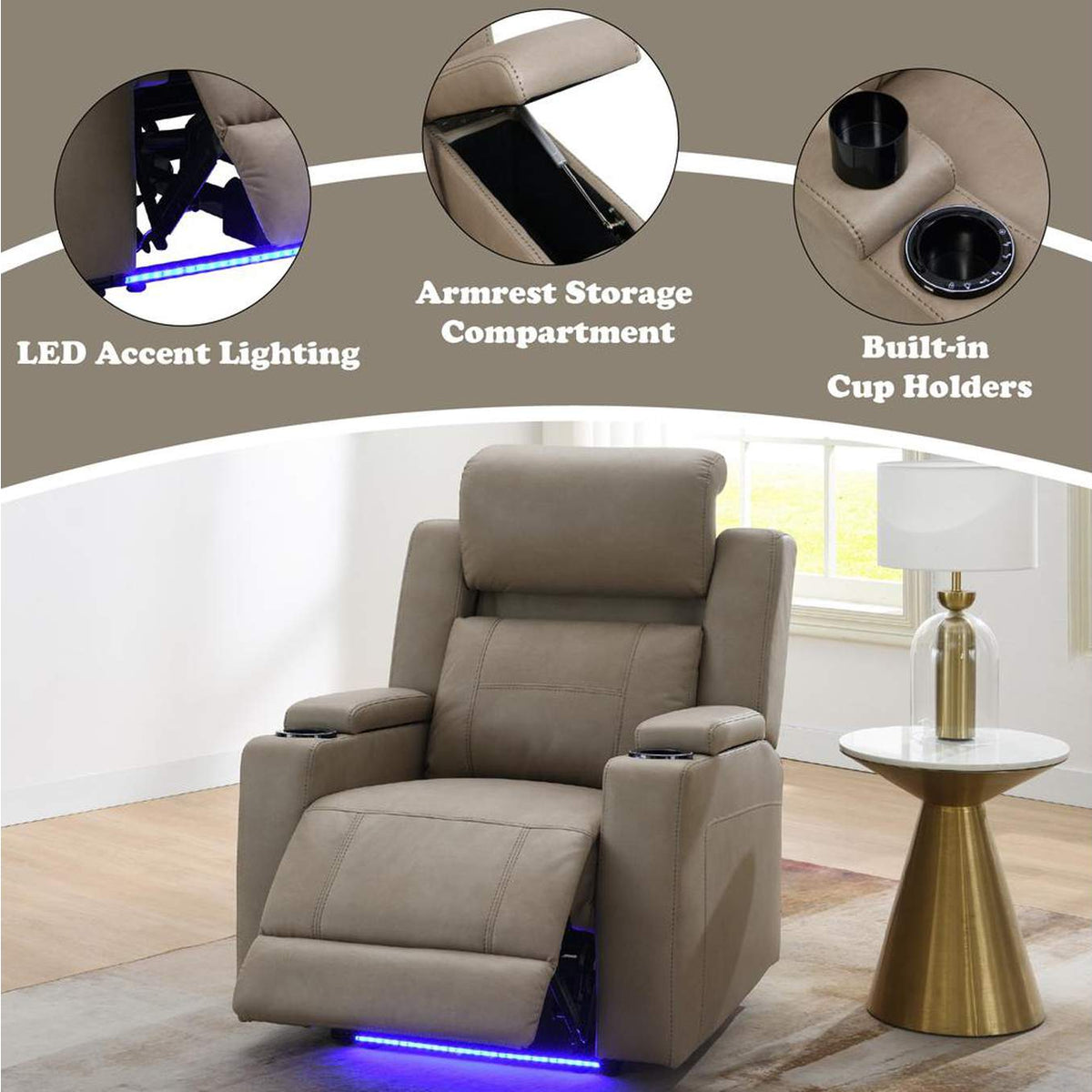 LV02832 Lugo Power Motion Recliner with Cup Holder