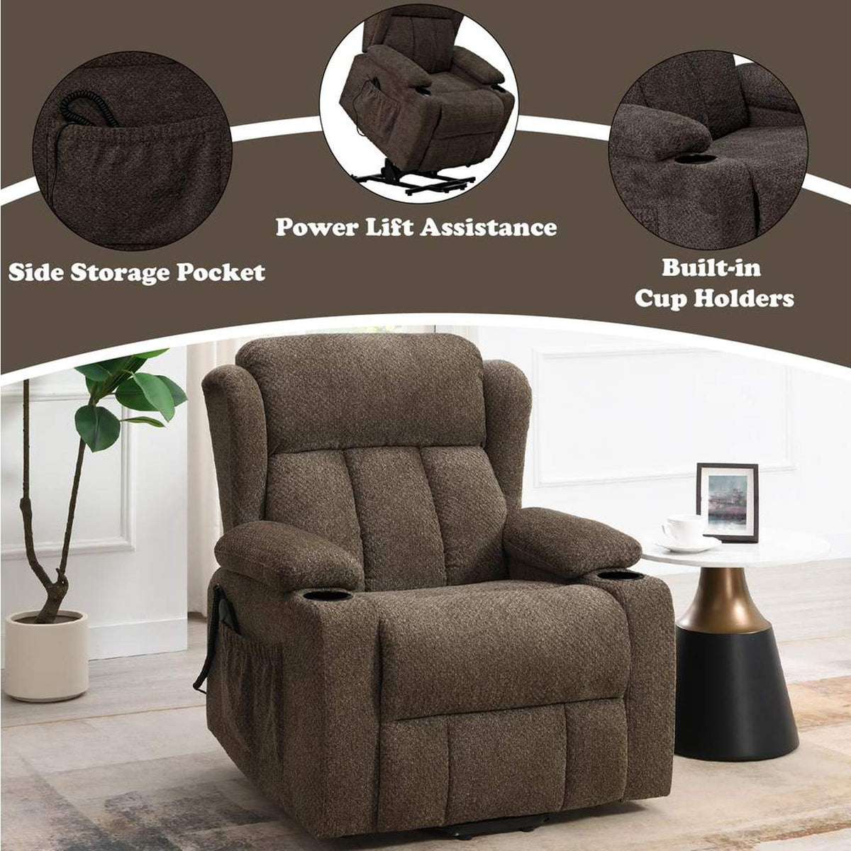 LV02833 Lusio Power Motion Recliner with Lift and Cup Holder