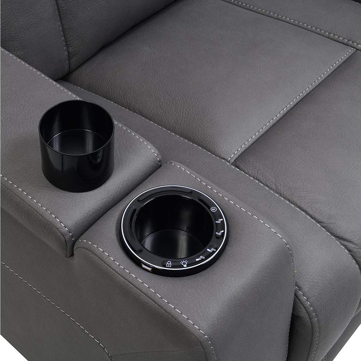 LV02834 Leuco Power Motion Recliner with Cup Holder, Control, Led and Power Headrest