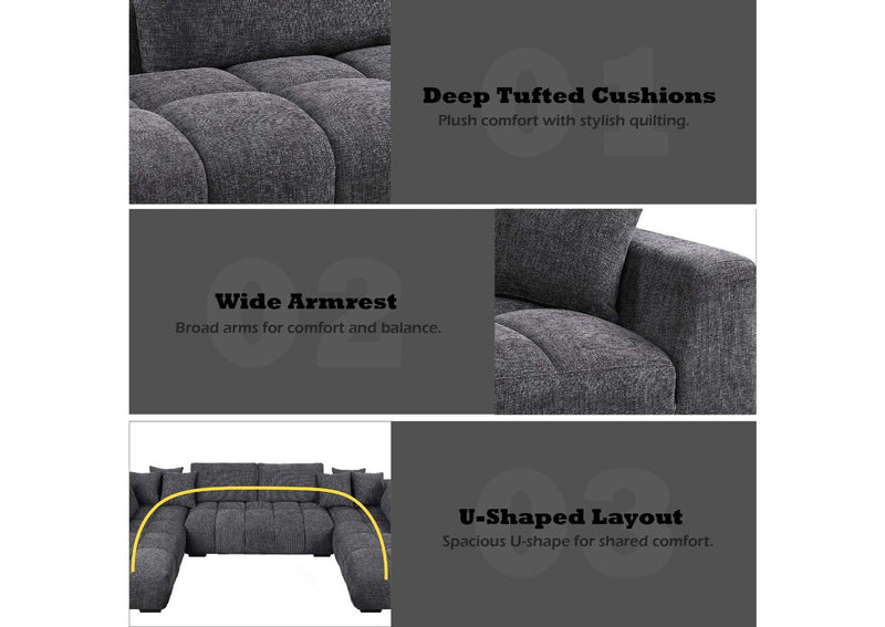 LV02840 Chosen Sectional Sofa with 6 Pillows