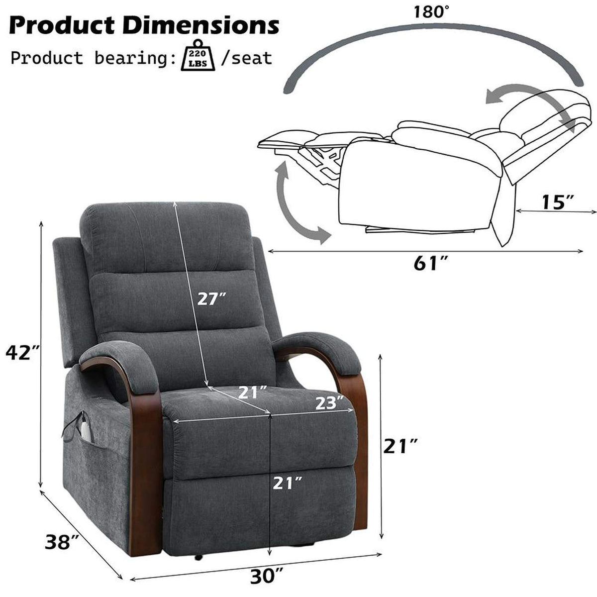 LV02872 Kayla Power Recliner with Lift and Heating and Massage