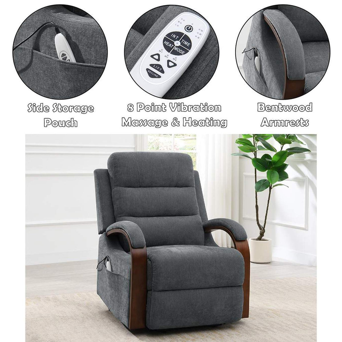 LV02872 Kayla Power Recliner with Lift and Heating and Massage