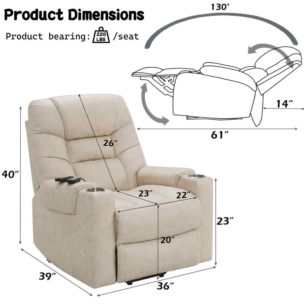LV02995A Nairi Power Recliner with Lift, Heating and Massage