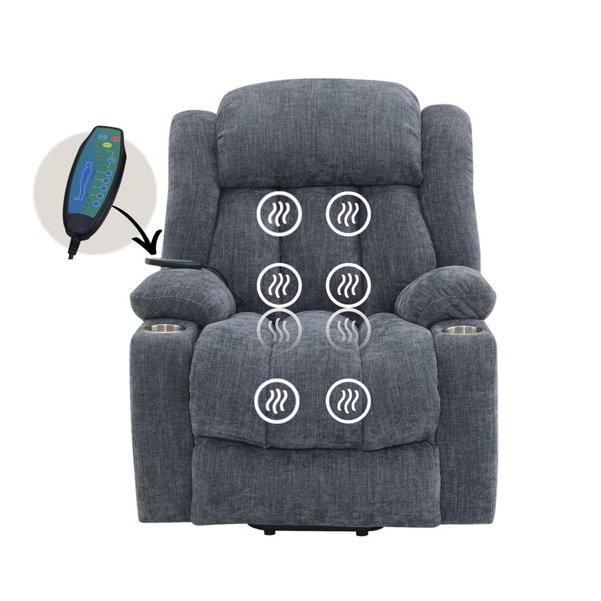 LV02996 Omarion Power Recliner with Lift, Heating and Massage