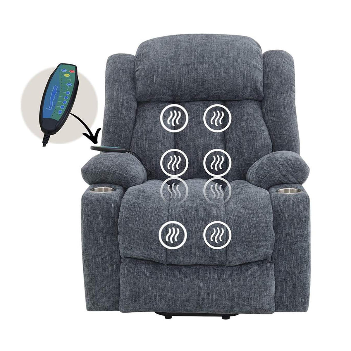 LV02996A Omarion Power Recliner with Lift, Heating and Massage