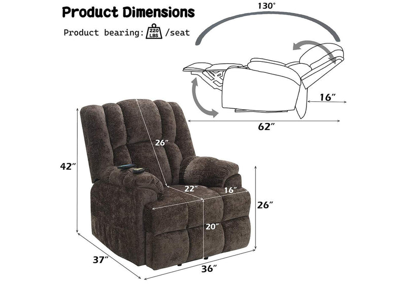 LV02998A Pacay Power Recliner with Lift, Heating and Massage