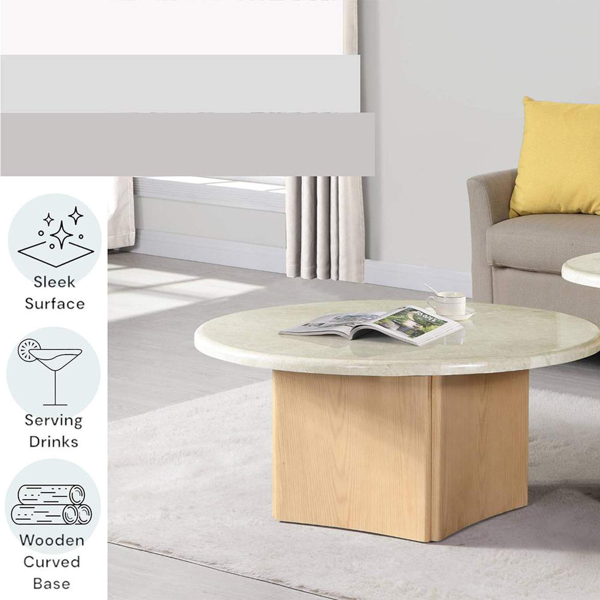 LV03005 Qwin Coffee Table with Marble Top