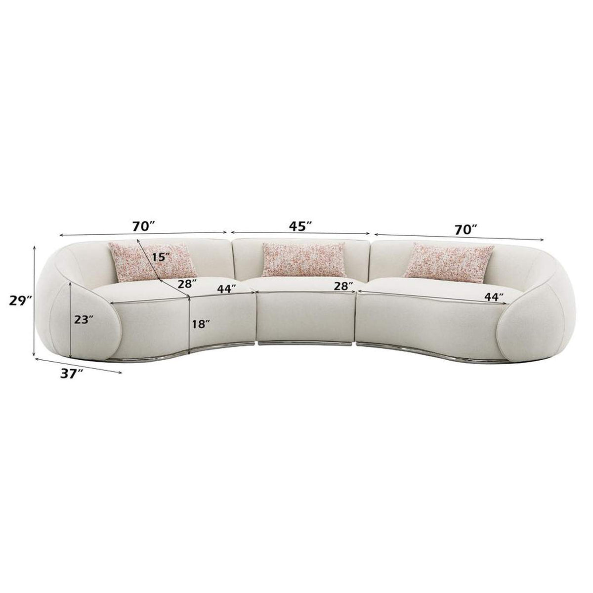 LV03010 Sahara Sectional Sofa with 3 Pillows
