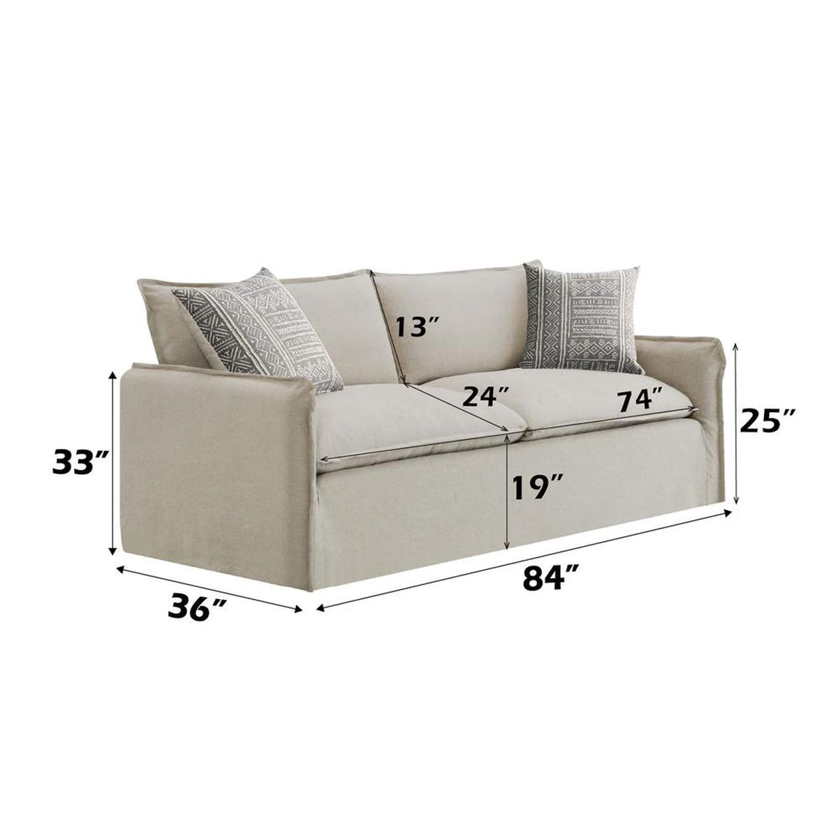 LV03080 Upendo Sofa with 2 Pillows