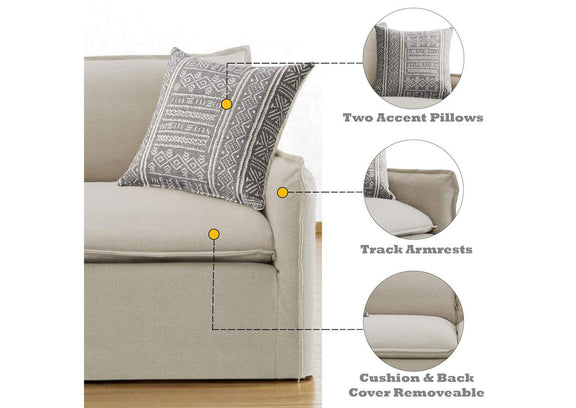 LV03080 Upendo Sofa with 2 Pillows