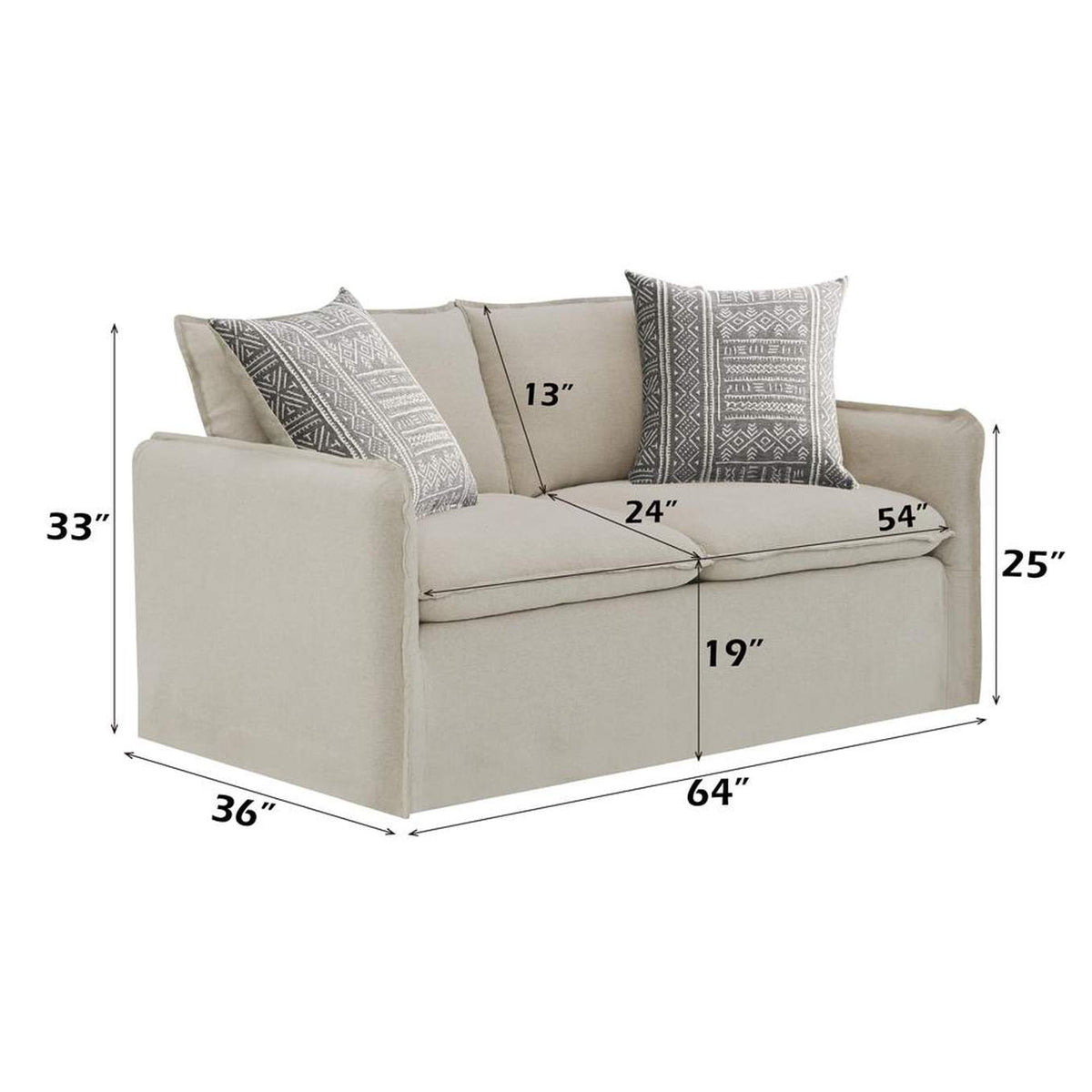 LV03081 Upendo Loveseat with 2 Pillows