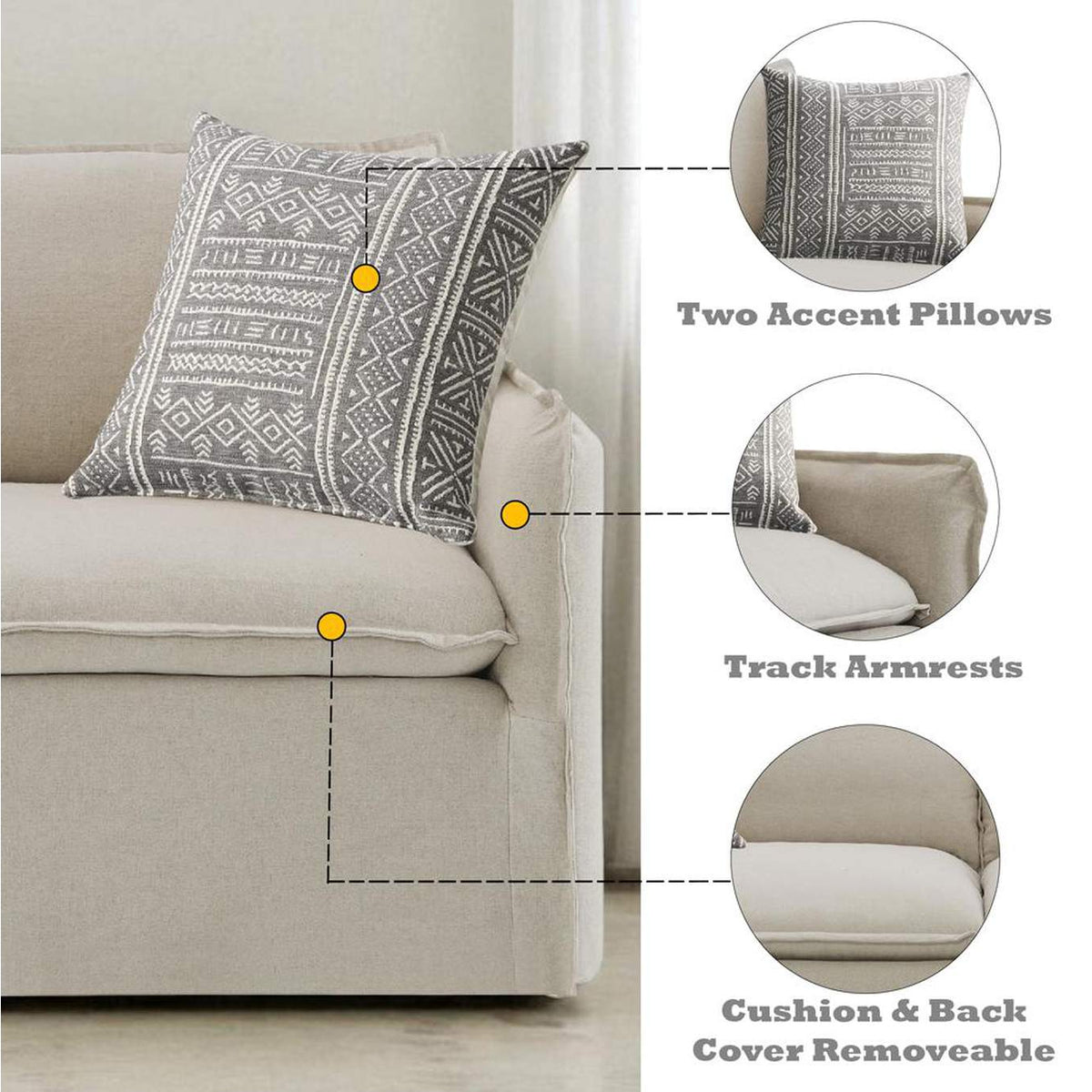 LV03081 Upendo Loveseat with 2 Pillows