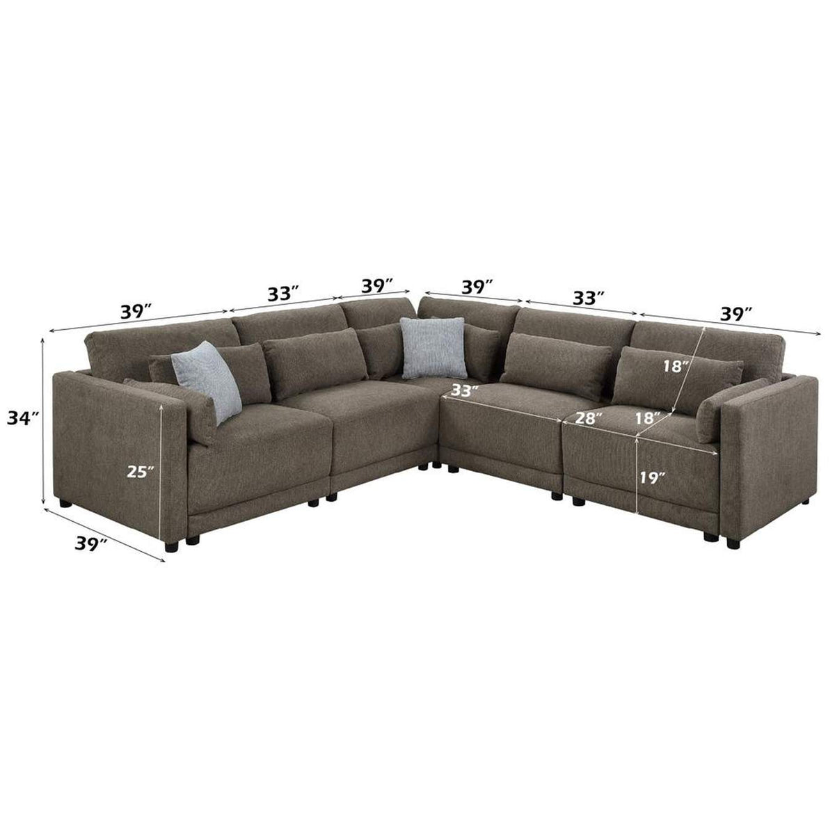 LV03150 Rylie Modular - Left Facing Chair with 3 Pillows