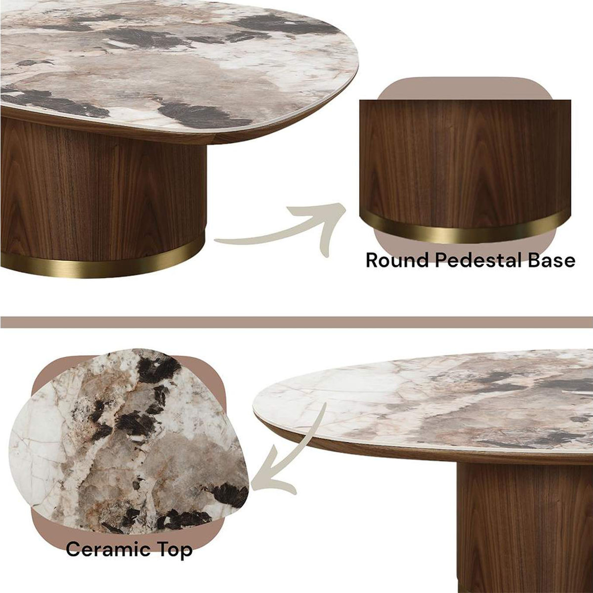 LV03155 Willene Coffee Table with Ceramic Top