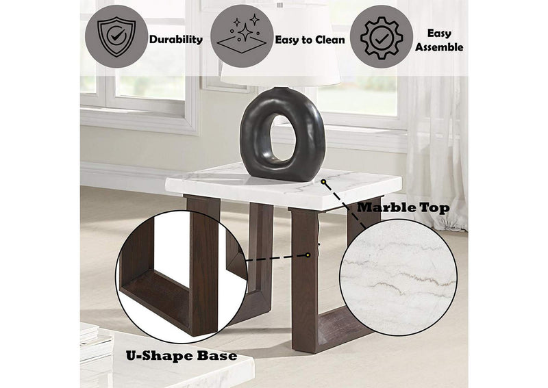 LV03206 Edwyn End Table with Marble Top