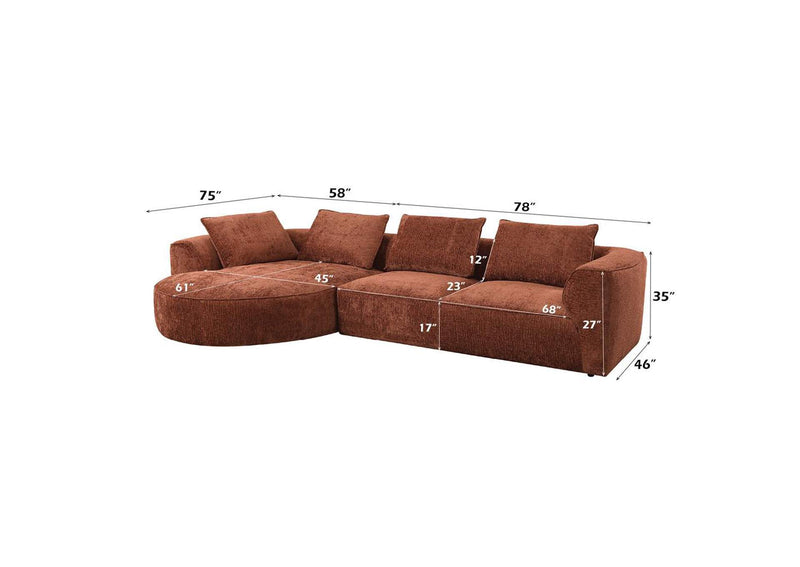 LV03240 Aceso Sectional Sofa with 4 Pillows