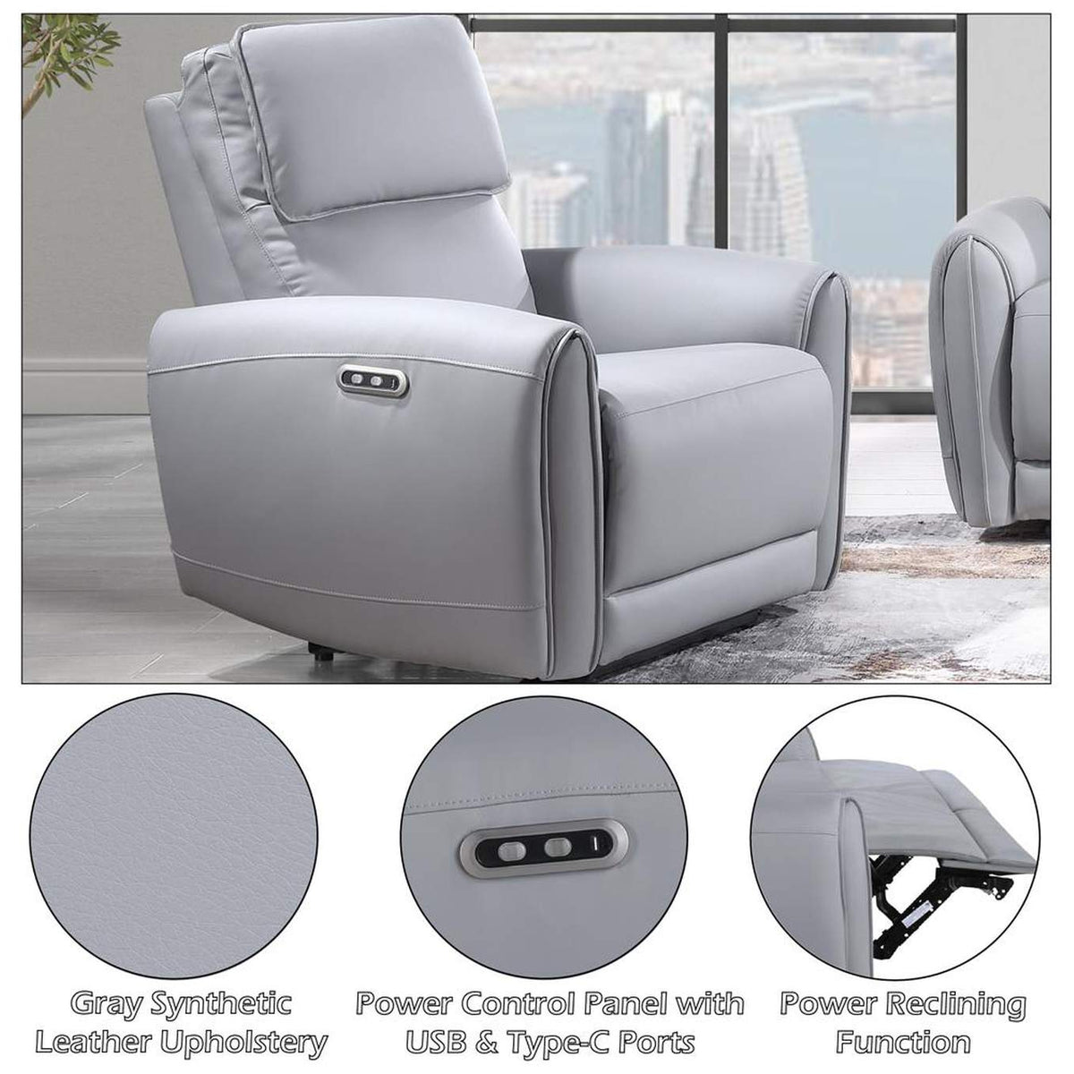 LV03337 Jeromie Power Motion Recliner with USB Port