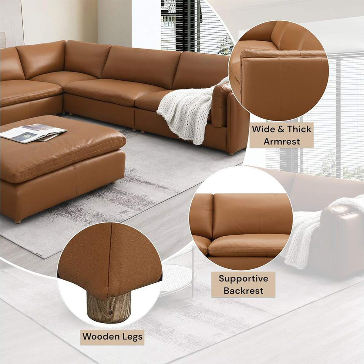 LV03370 Brighton Modular Left Facing Arm Chair